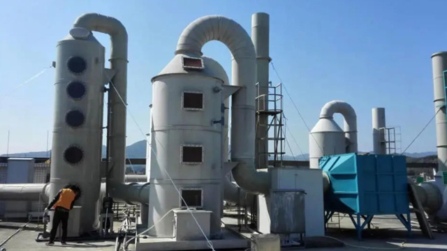 What maintenance work should be done for waste gas treatment equipment
